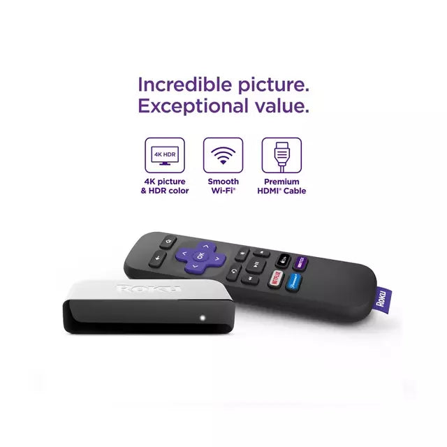 Reproductor de Streaming Roku Premier 4K HDR con Cable HDMI