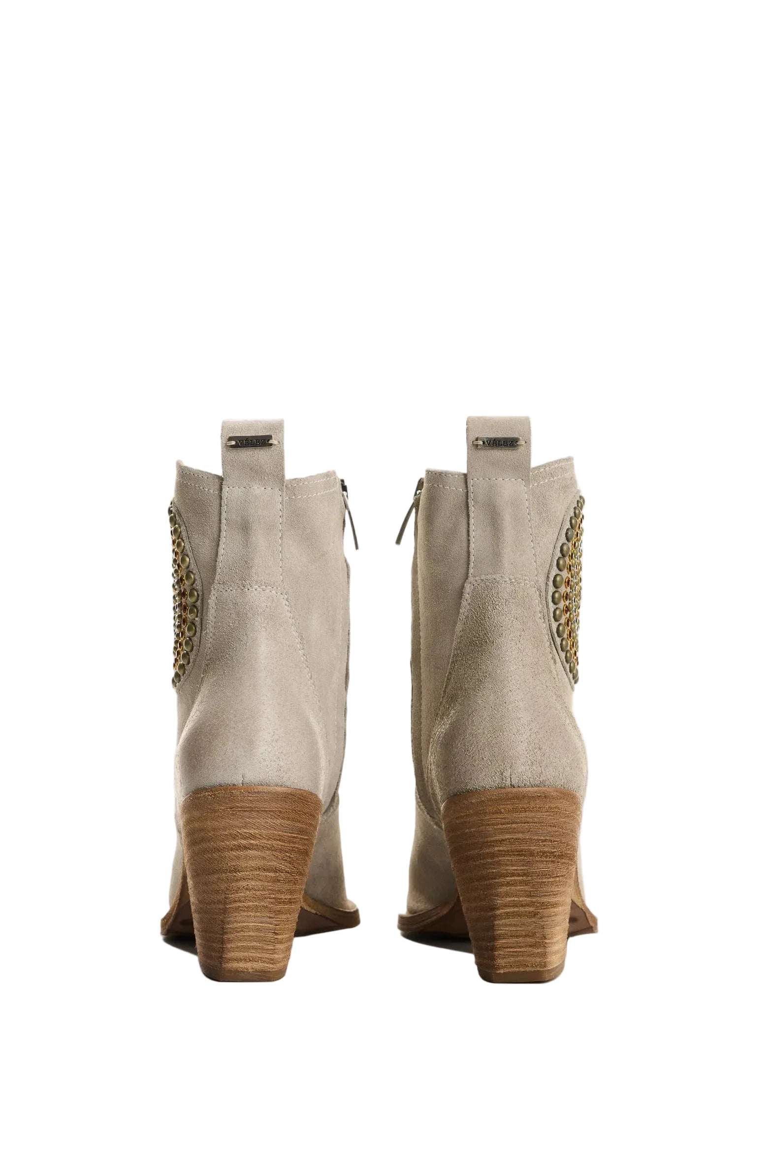 Botines Vélez Alden de Cuero Gamuzado Apliques Talla 40 Mujer