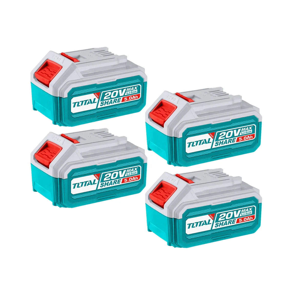 Pack 4 Baterías 20V 4Ah + Cargador Doble + Maleta Total TFBCLI20244