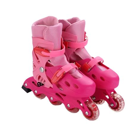 Set de Patines Roller De Una Linea +Casco + Rodillera Generico Rosado 39 / 42