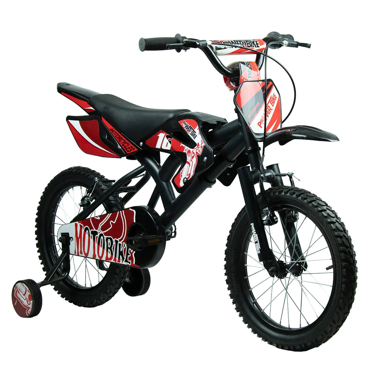 Bicicleta Moto para Niños Powerbike E-3002 Aro 16, Negro