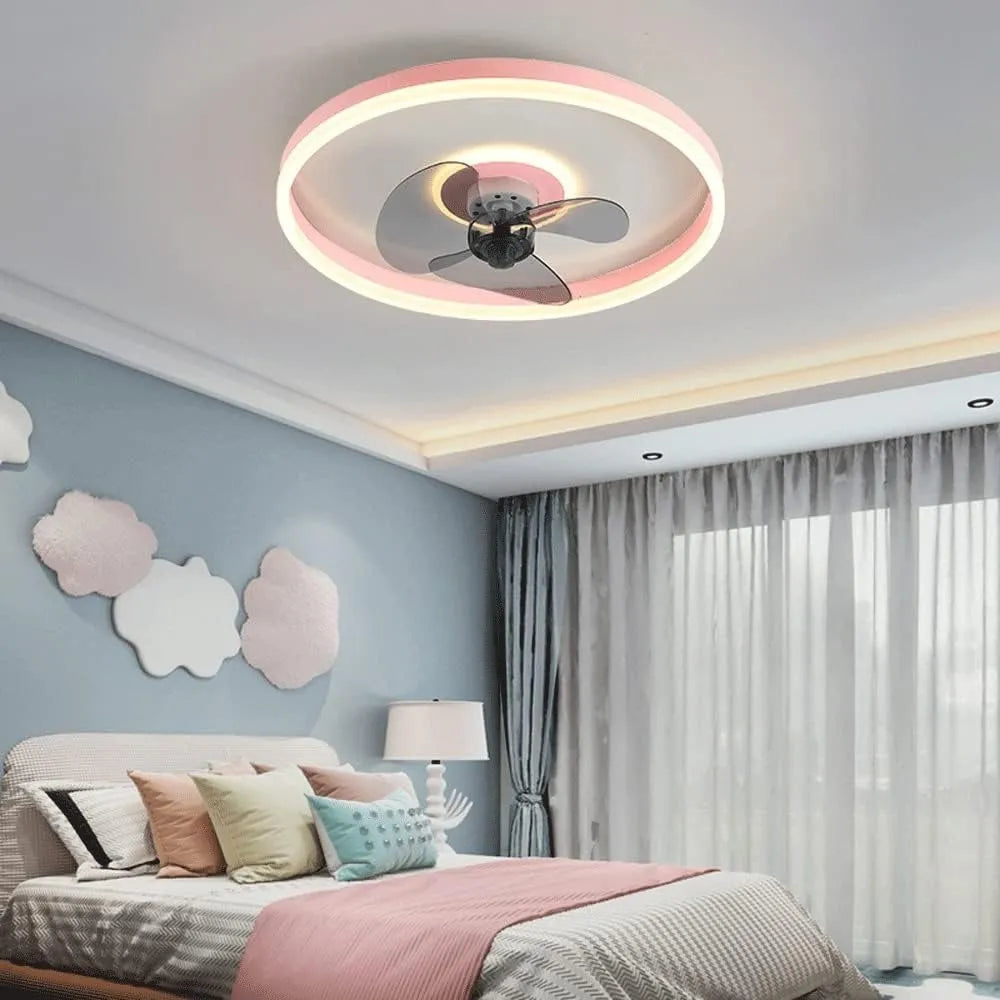 Ventilador de Techo con Lampara LED 2 en 1 Control Remoto - Rosa Claro