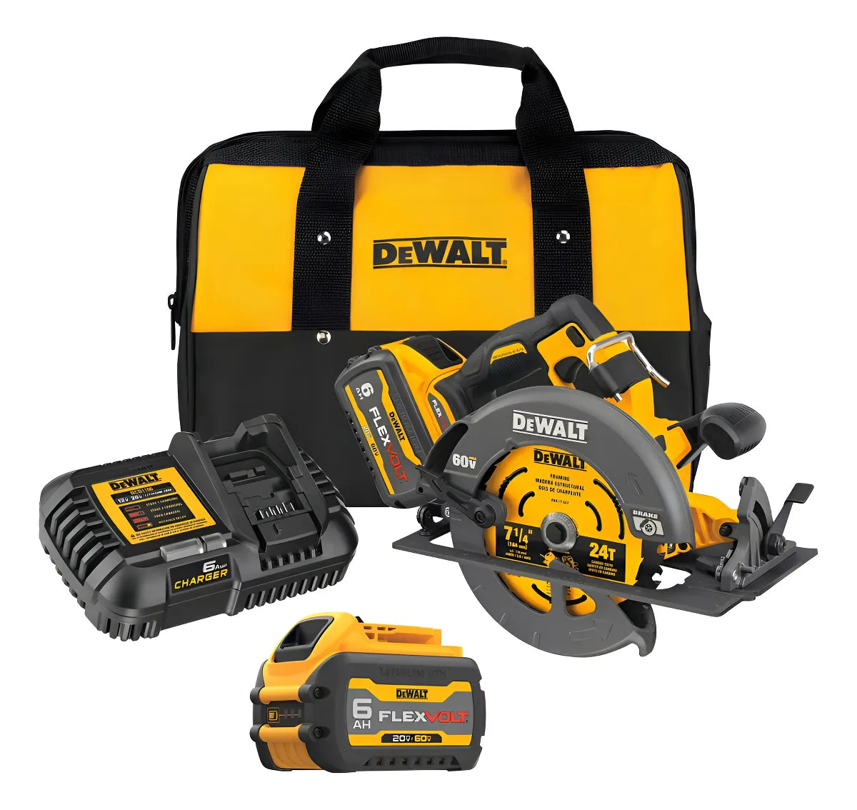 Kit Sierra Circular Dewalt Flexvolt 7-1/4" 184mm, Amarillo