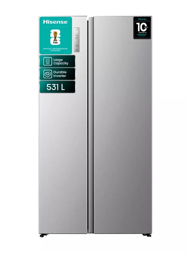 Refrigerador Side by Side No Frost Hisense RS3P558NECF Plateado 531 Litros