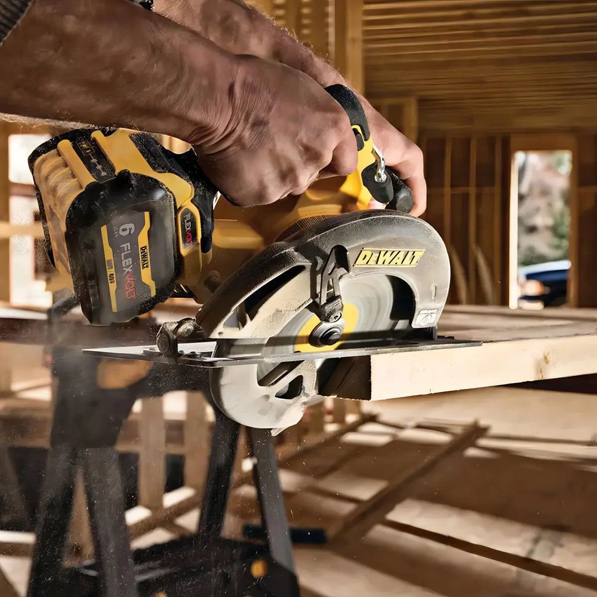 Kit Sierra Circular Dewalt Flexvolt 7-1/4" 184mm, Amarillo
