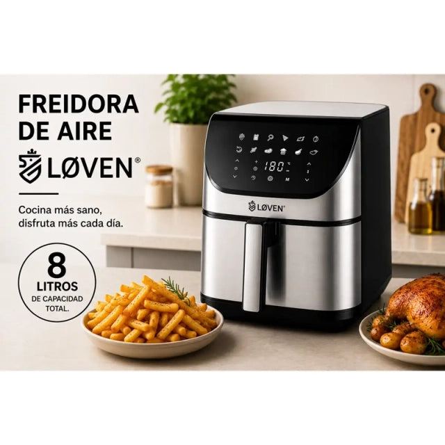 Freidora de Aire Loven Familie 8 Litros Acero Inoxidable