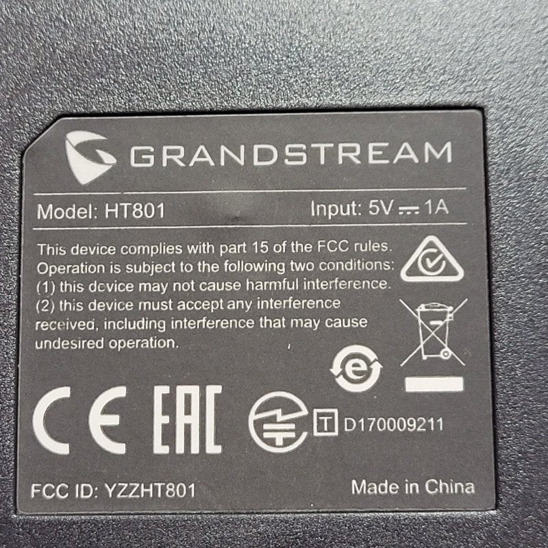 Adaptador De Telefono Analogico Grandstream Ht801 De 2 Puertos Negro