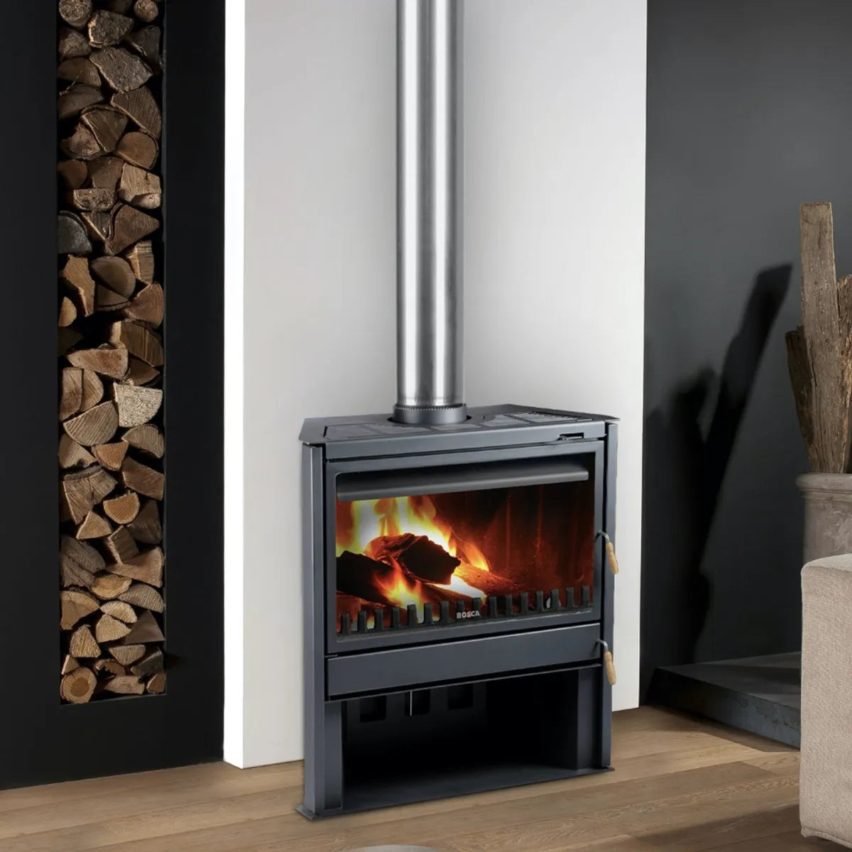 Chimenea a Leña Bosca 850 27 kW Negra