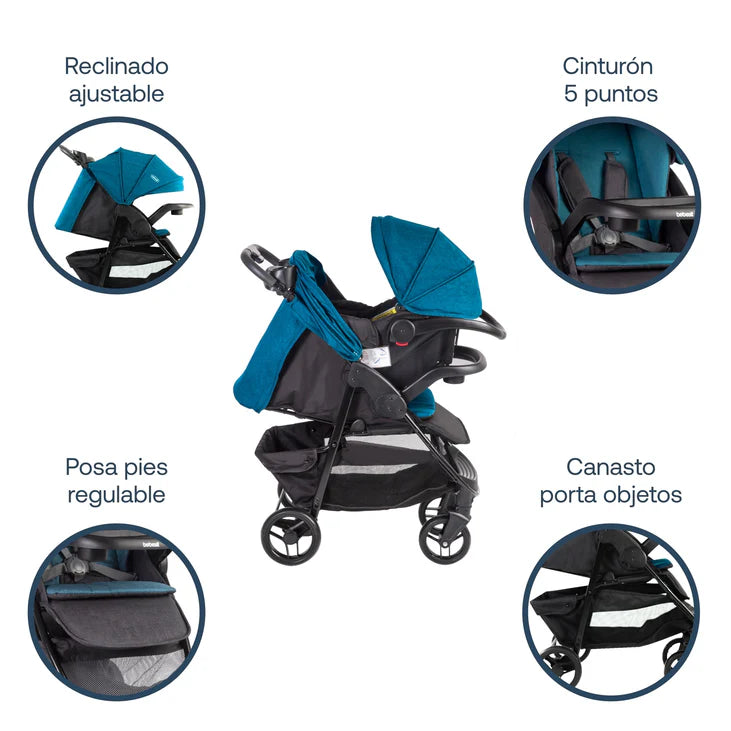 Coche de Viaje Bebesit 5282/Sienna Azul - Plegable y Ligero para Bebes