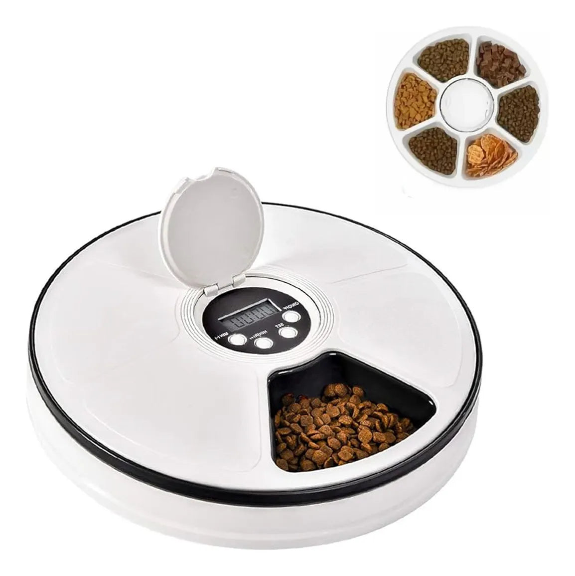 Alimentador Automatico Para Mascotas Timed Feeder Para Dispensar Comida En Horarios Establecidos 6 Raciones
