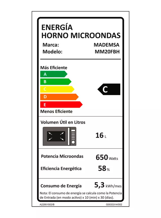 Microondas Digital Mademsa MM20FBH Negro 16L