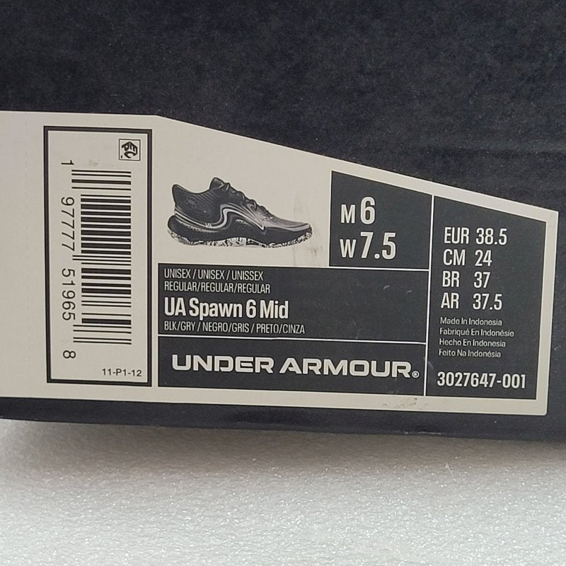 Zapatillas Under Armour Ua Spawn 6 Mid Negro/Gris 38.5 Unisex