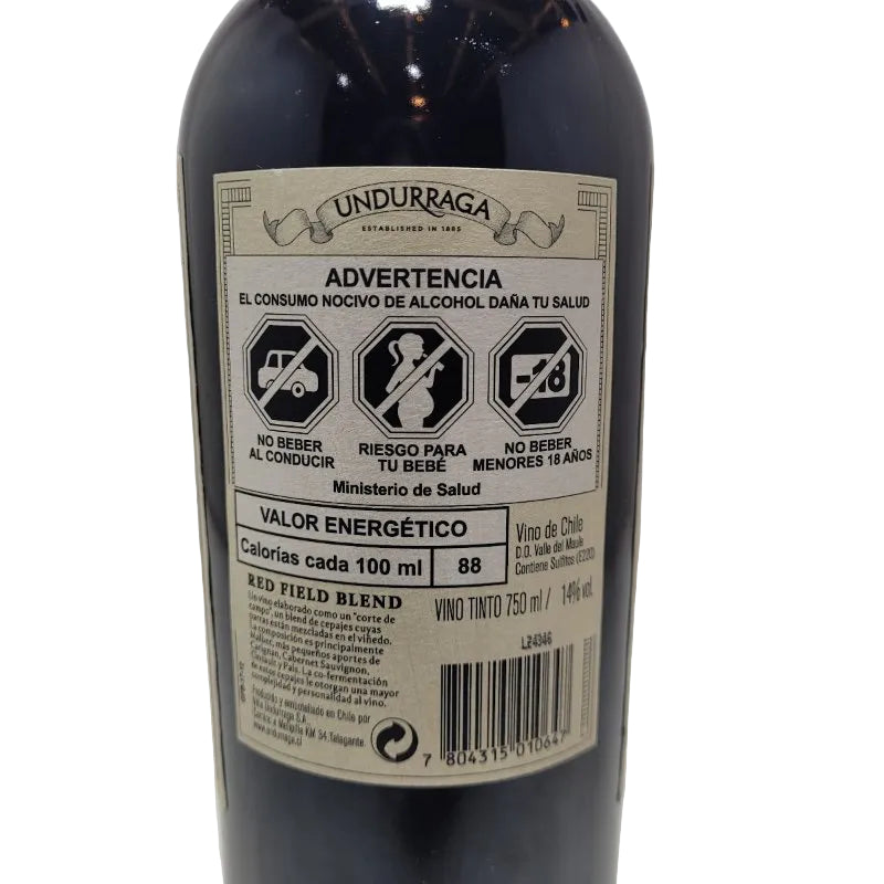 Vino Tinto Red Field Blend Undurraga Ensamblaje Valle del Maule 750ml 2021