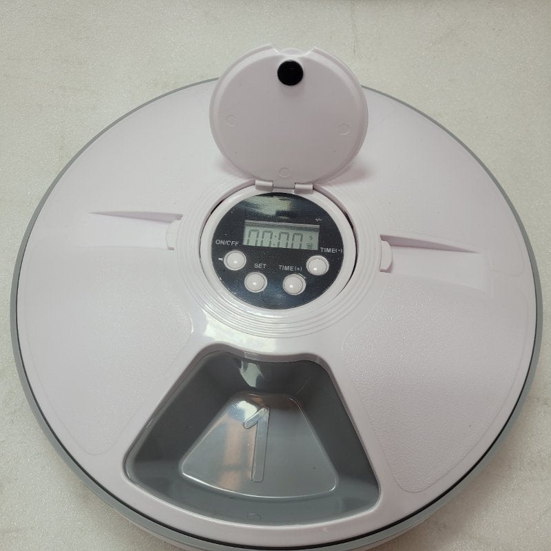 Alimentador Automatico Para Mascotas Timed Feeder Para Dispensar Comida En Horarios Establecidos 6 Raciones
