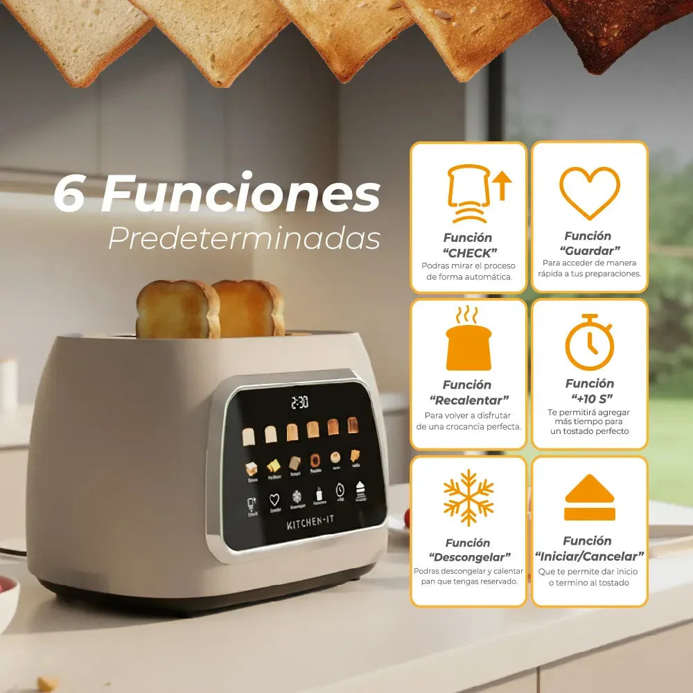 Tostador Eléctrico Automático Kitchen-IT Color Crema