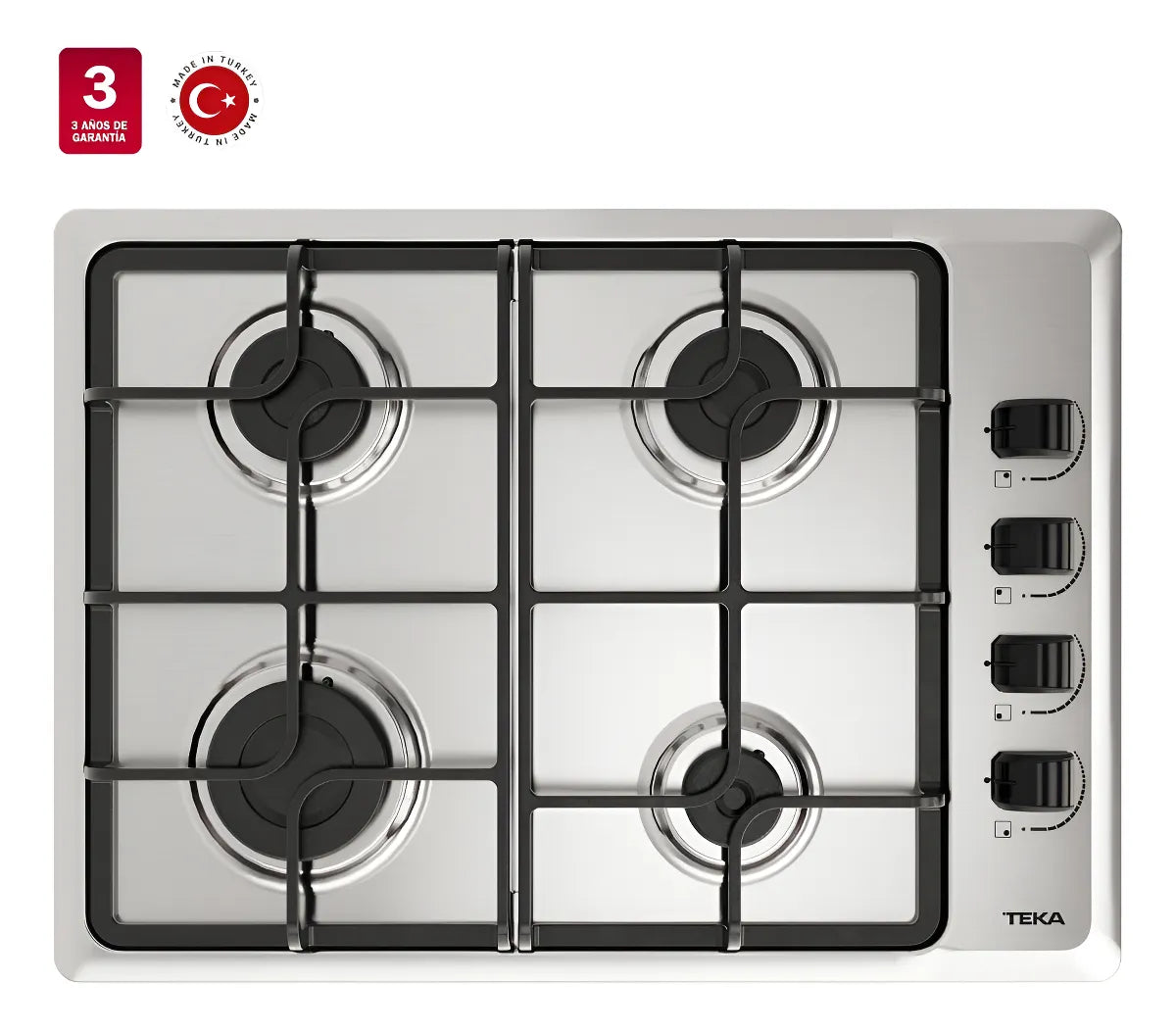 Encimera Teka Hlx 540 Kbboc Ix A Gas 4 Quemadores Gris