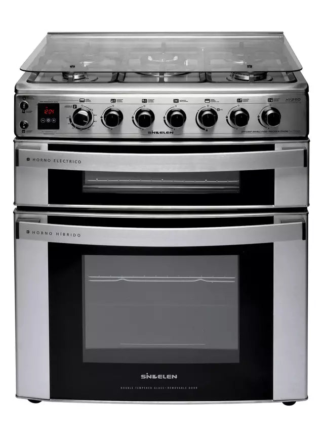 Cocina Hibrida Doble Horno 5 Quemadores Sindelen Ch-770dh Gris/ Negro