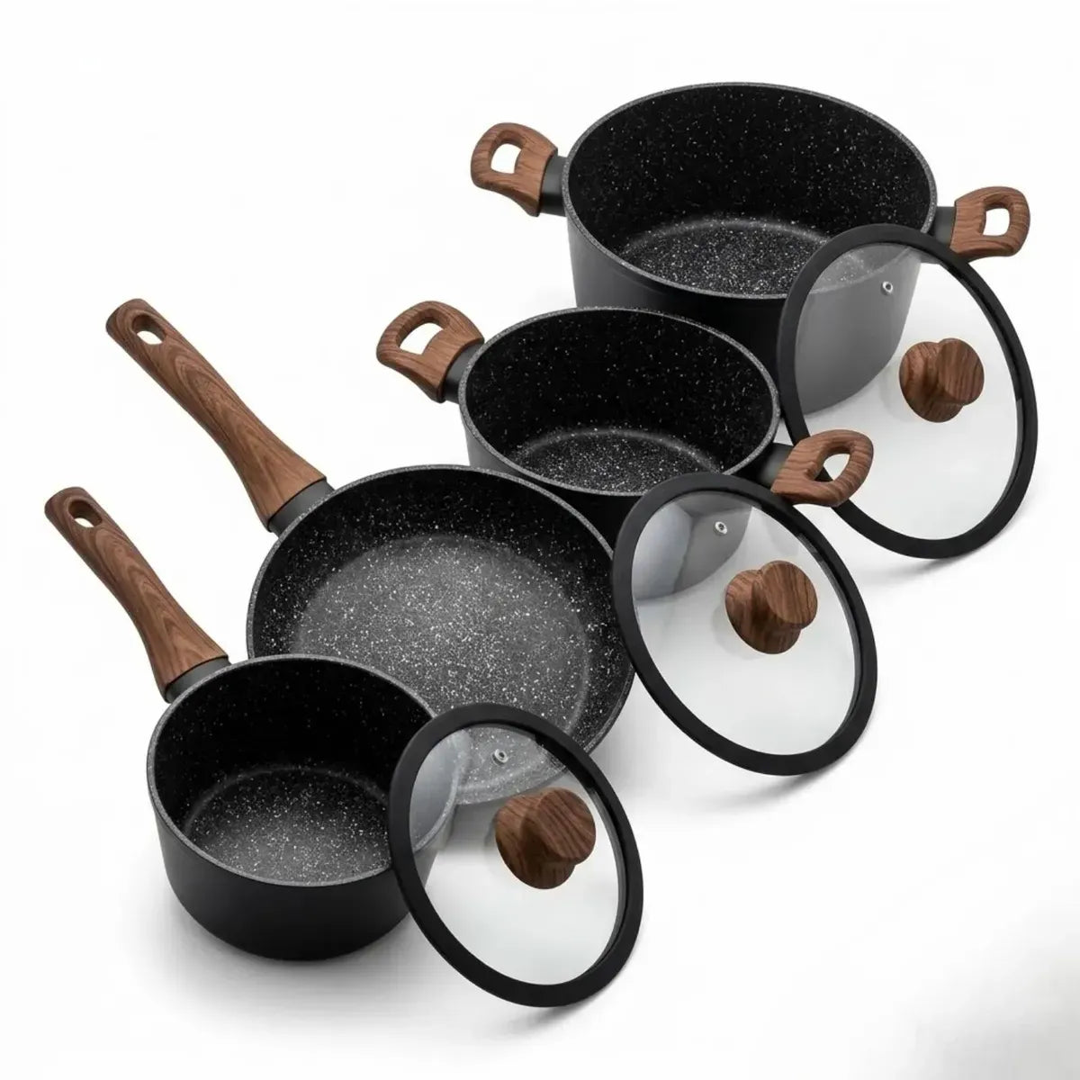 Set de Batería de Cocina Keep Granite Black 7 Piezas Antiadherente ILAG para Inducción