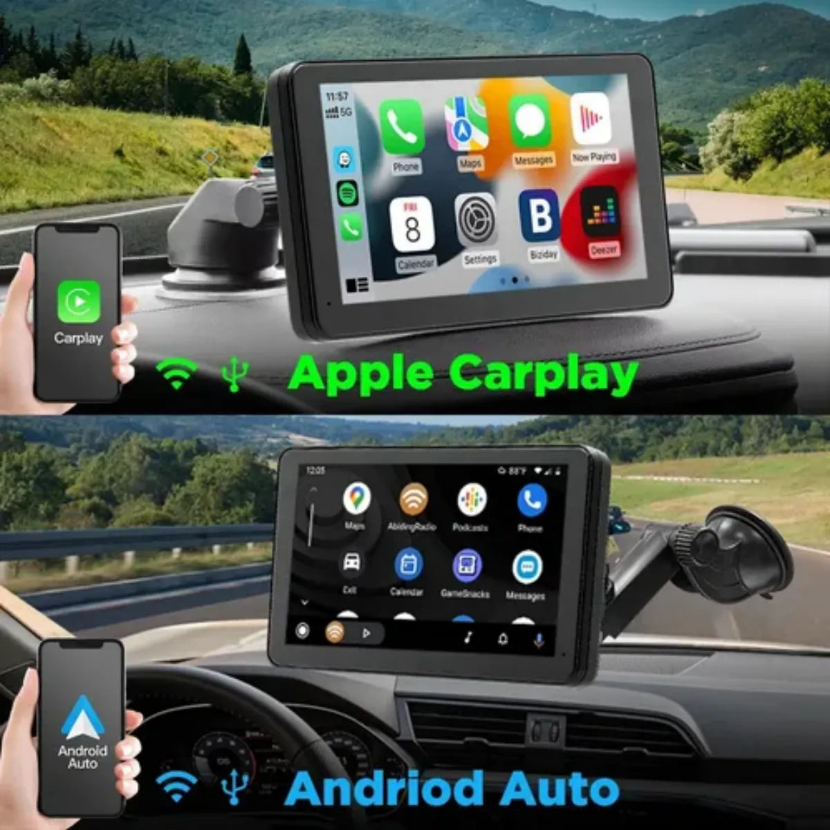 Reproductor Multimedia Portátil Genérico para Android Auto