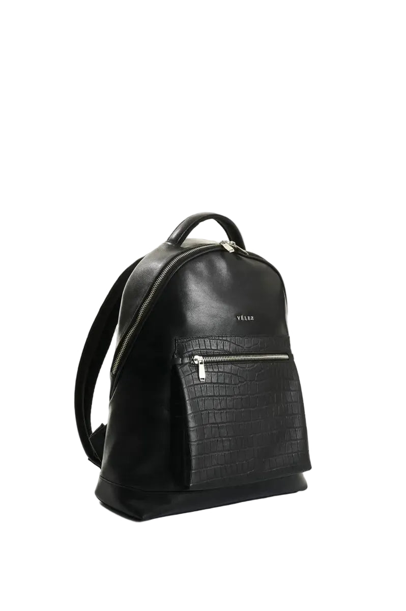 Mochila Velez Cuero Natural Floral - Tierra Negro