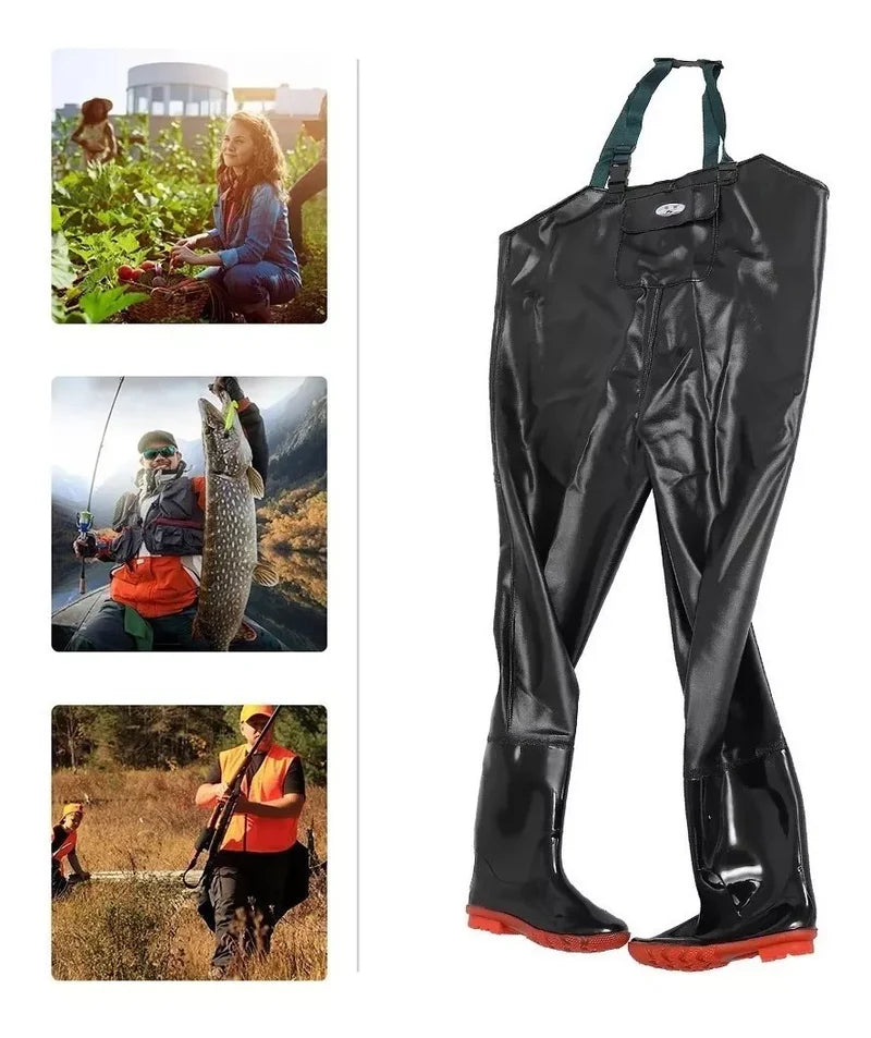 BOTAS FISHING GENERICO WADERS DE UNA SOLA PIEZA, IMPERMEABLES NEGRO 2XL