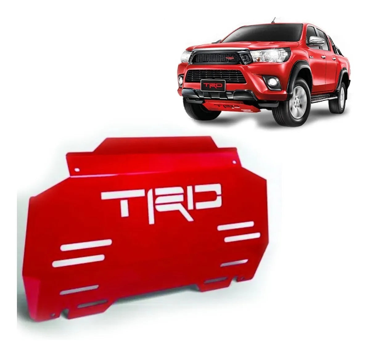 Cubre Carter Tapa Motor Trd Toyota Hilux Vigo 2012-16 Rojo