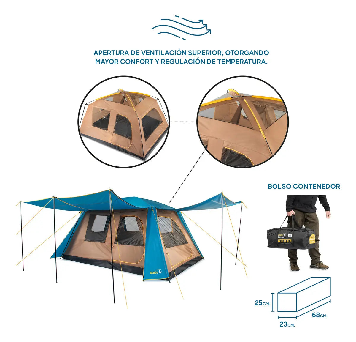 Carpa de Camping con techo para 8 Personas Discovery Dolomites 8