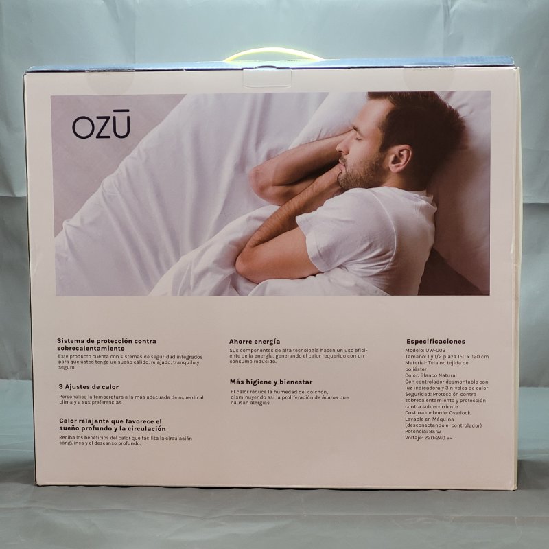 Calienta Cama Poliester Ozu Uw-002 Blanco 1/2 Plazas 150x120 cm