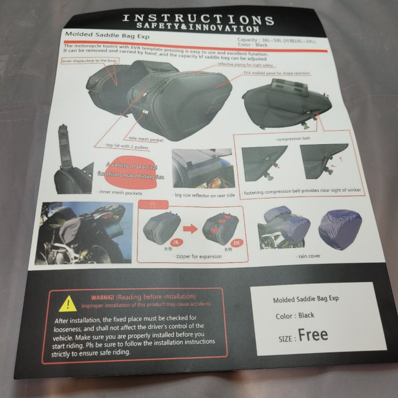 Bolsas Cycle Para Motocicletas Carbon Black 36 L 2 Unidad