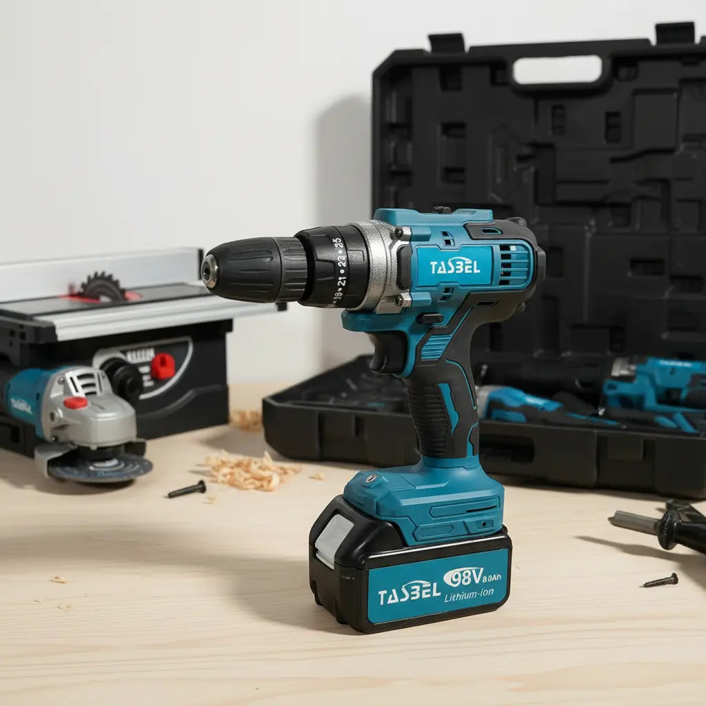 Kit de Herramientas Eléctricas Tasbel 98V con Taladro, Esmeril, Martillo y Llave de Impacto
