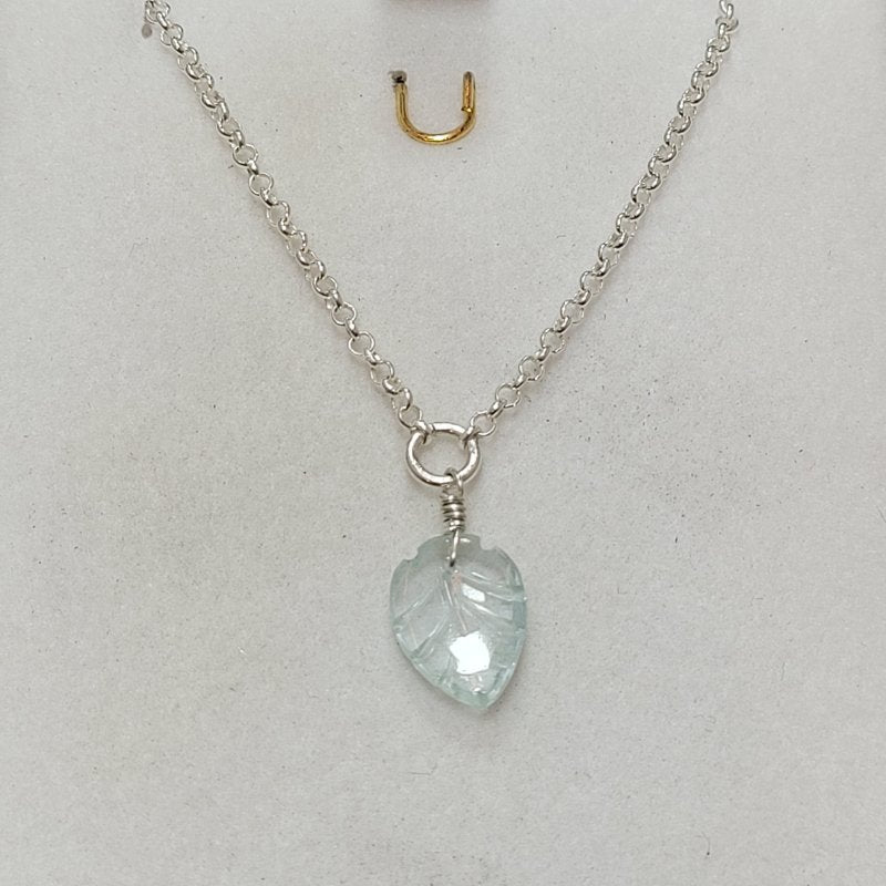 Collar De Plata Piedra Natural Mahut Joyas Aguamarina Tallada Celeste Femenino