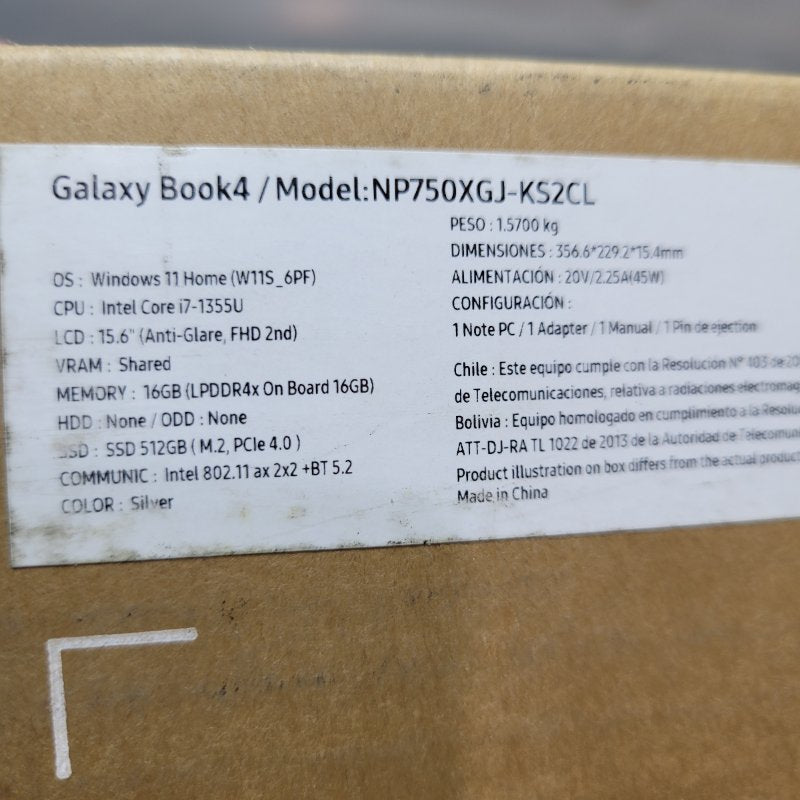 Notebook Samsung Galaxy Book4 512GB SSD 16GB RAM Np750xgj-Ks2cl Plateado