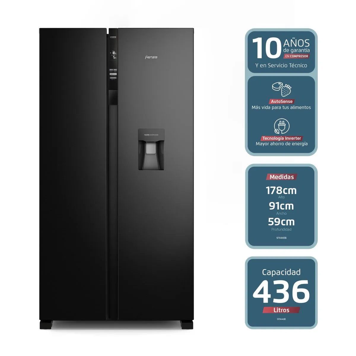 Refrigerador Fensa SFX440B 436 Litros Negro
