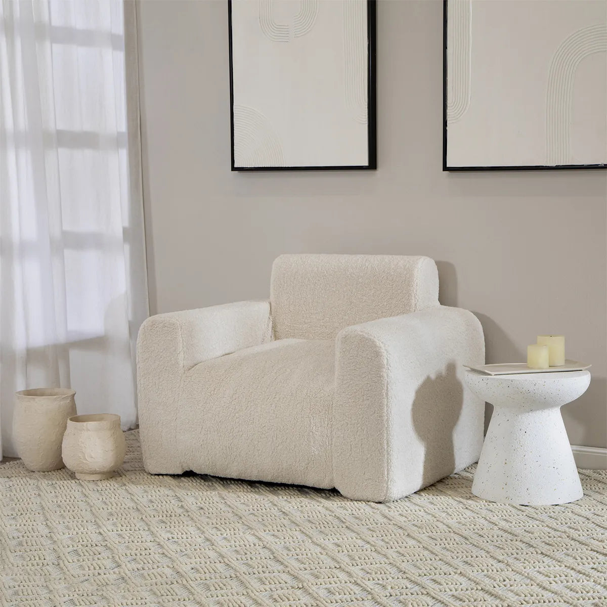 Pouf Tipo Sillón Relan FM2402 Beige - 80x96x76 cm