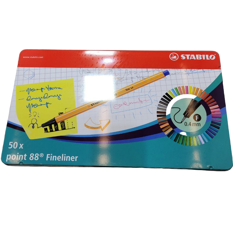 Set 50 Marcadores Fineliner Point 88 Caja Metálica Stabilo