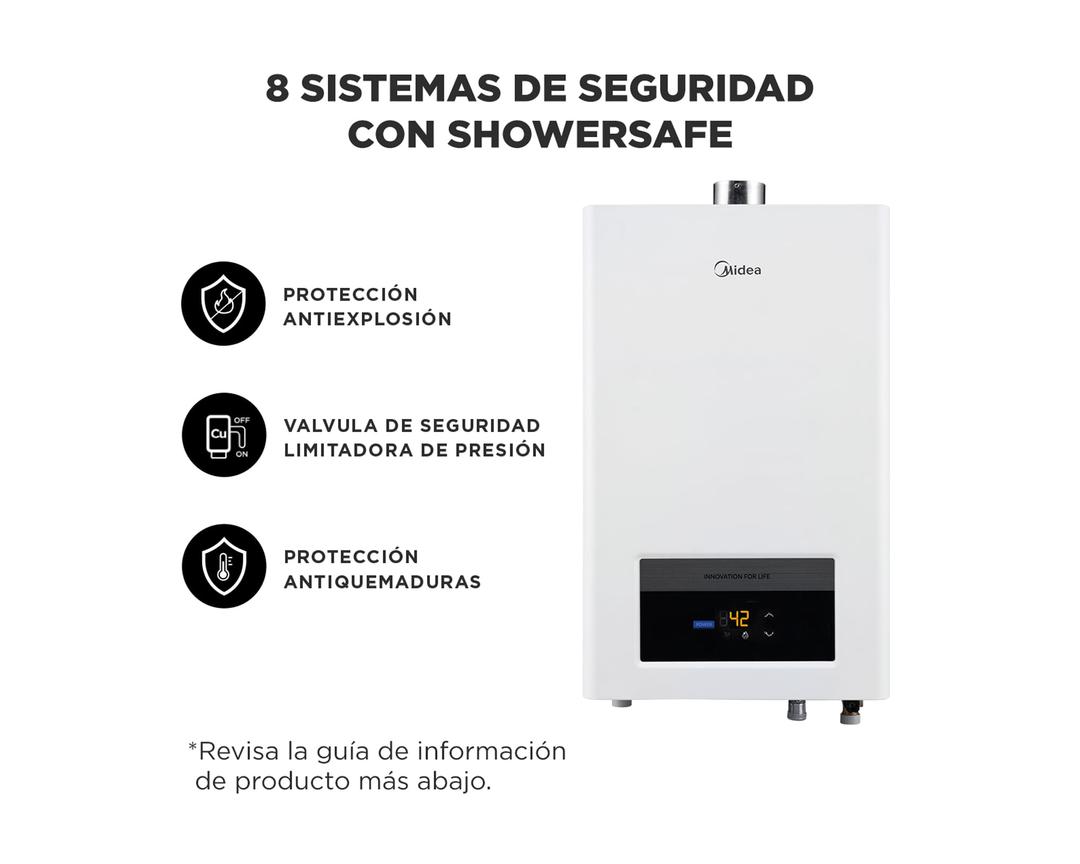 Calefont Tiro Forzado Midea MGWH13-26EQPCLW-GN 13 Litros Gas Natural 220V