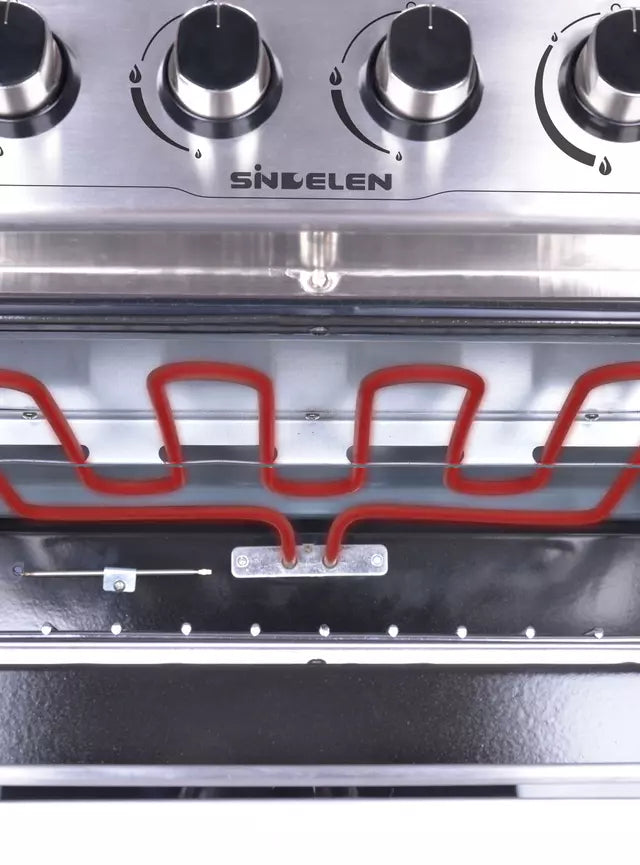 Cocina Hibrida Doble Horno 5 Quemadores Sindelen Ch-770dh Gris/ Negro