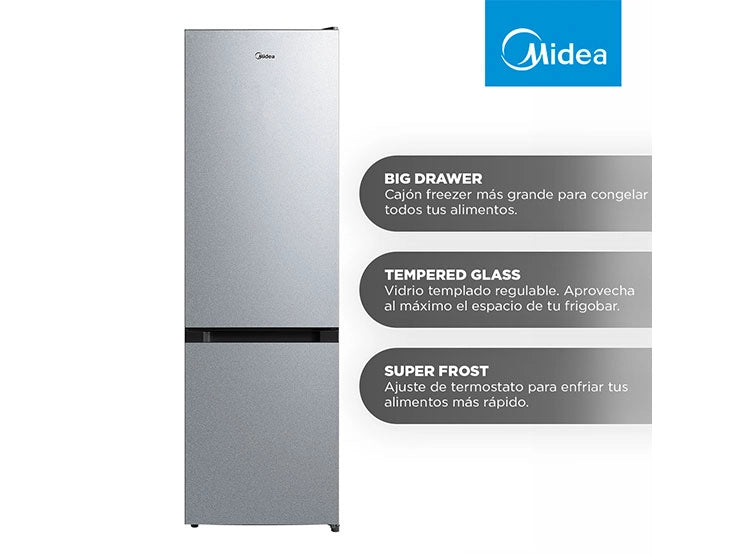 Refrigerador Congelador Dos Puertas Midea Mdrb369fge50 Sistema Deshielo Manual Silver 259 Lts