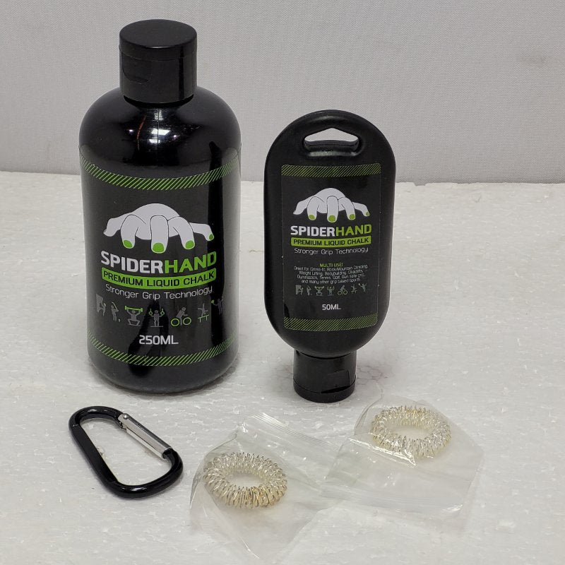 Kit Tiza Liquido Agarre Mano Spiderhand Grip Profesional Con Clip De Viaje Y Anillos 250 + 50ml