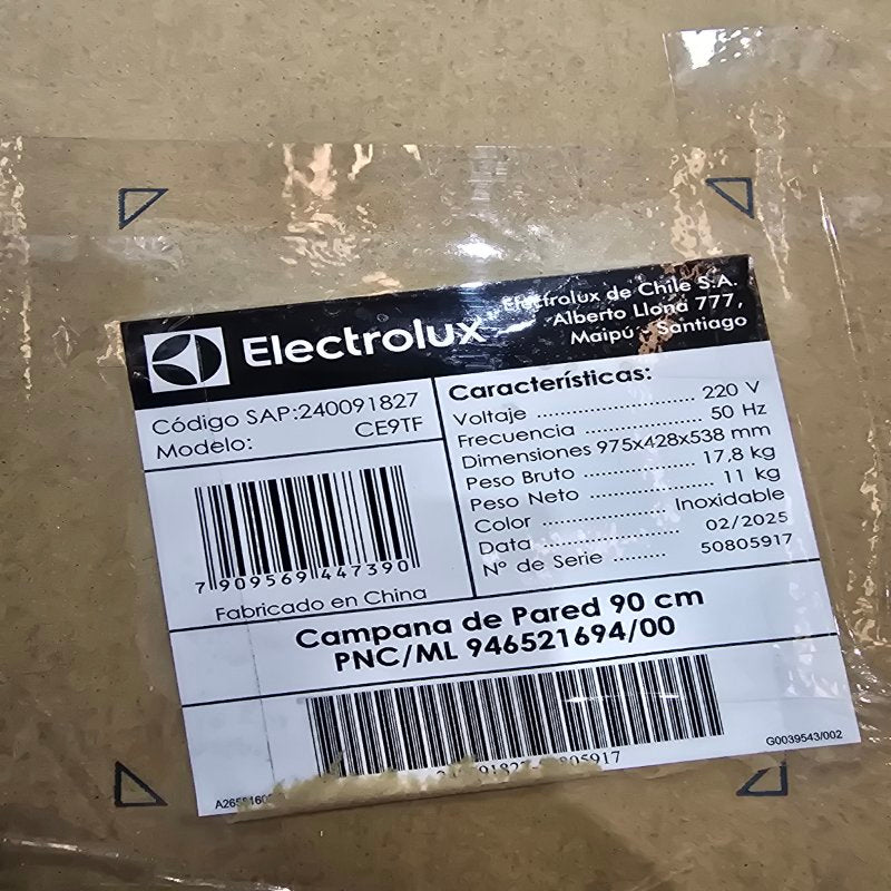 Campana Eléctrica Panel Touch De Pared 90 Cm Electrolux Ce9tf Inox 300 W