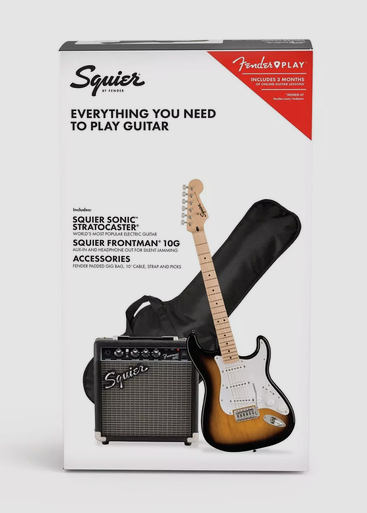 Pack de Guitarra Eléctrica Squier Sonic Strat Sunburst Diestro Arce