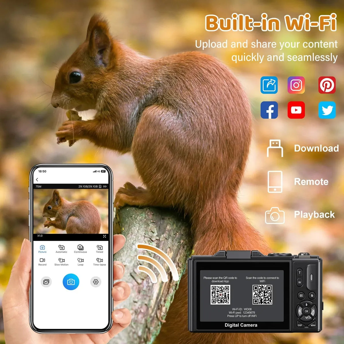 Cámara Digital 5K Ultra HD 75 MP con Memoria 32 GB Incluida