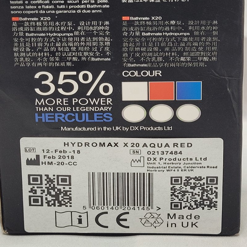 Bomba De Vacío En Agua Hydromax X20 Bathmate Rojo Agua