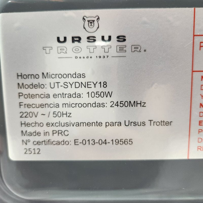 MICROONDAS URSUS TROTTER UT-SYDNEY18 BLANCO 16L