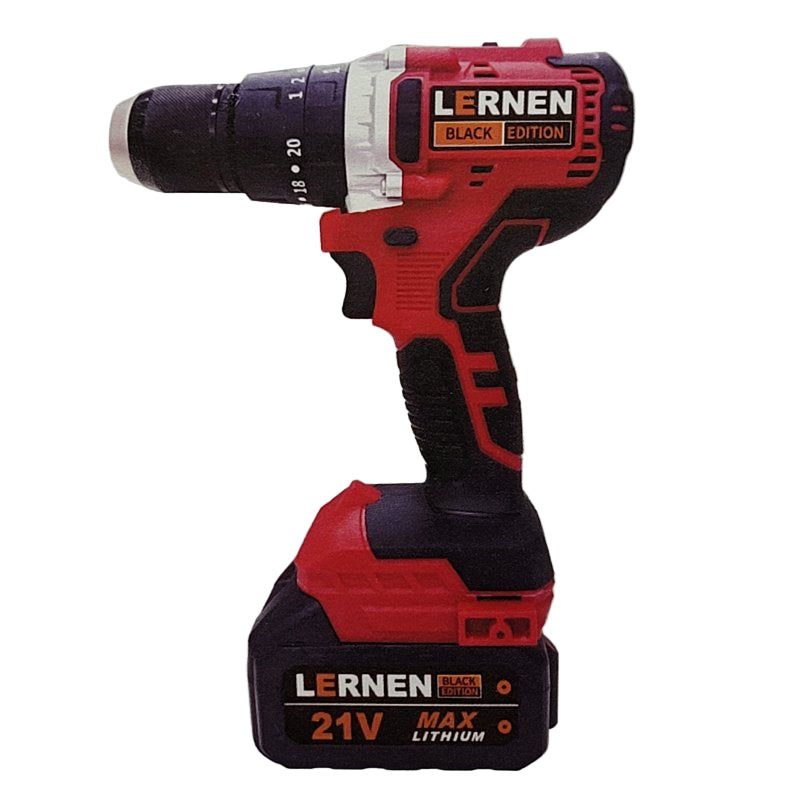 Kit Taladro + Llave De Impacto 2 Baterías Lernen Rojo 21v