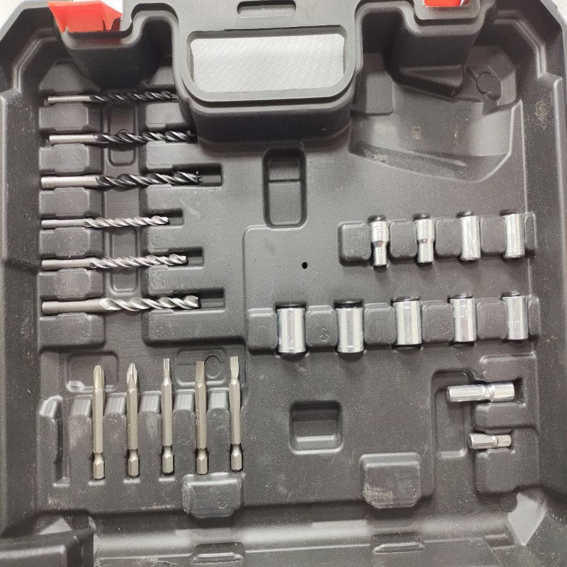 Kit Taladro Percutor Inalámbrico Lernen Destornillador 21v +2 Baterías Rojo