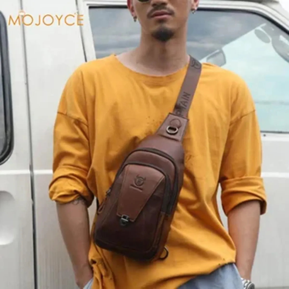 Bolso Bandolera de Cuero Genuino Hombre Bull Captain