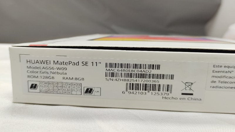 Tablet Huawei MatePad SE 11" AGS6-W09 128GB / 8GB RAM, Gris Nebula