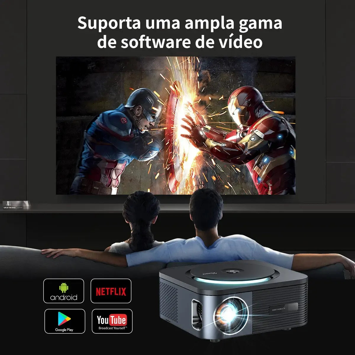 Proyector Profesional Vazani WiFi Resolución 1080p, Negro