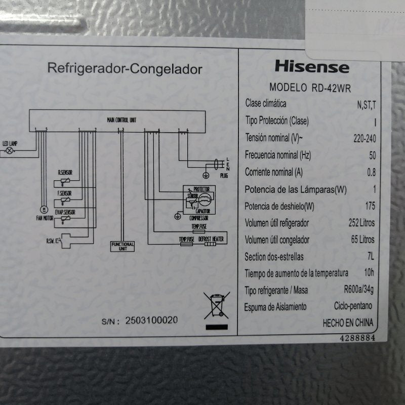 Refrigerador Hisense Rd-42wr Inoxidable 324 Lts